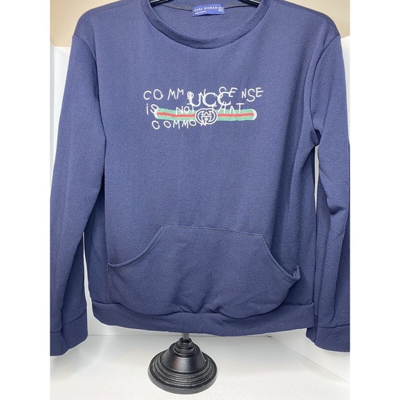 Common sense is not that common, ZARA, Woman, Med., Navy, Pullover, Long-sleeves - Picture 13 of 14